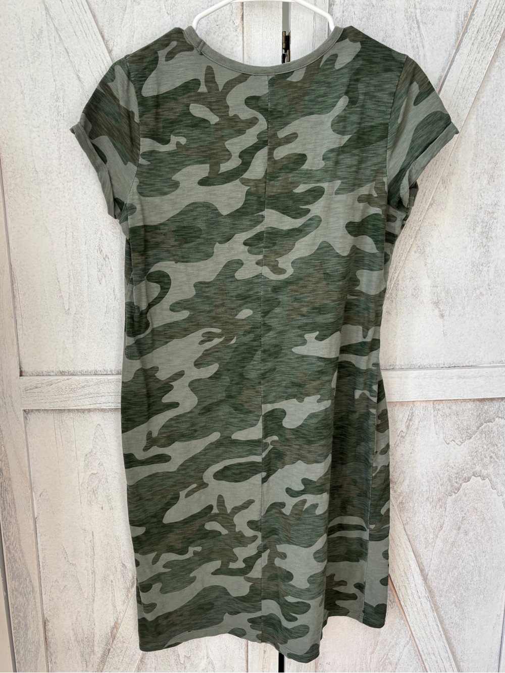 GAP Camouflage T-Shirt Dress Women’s Medium Green Short Sleeve Cotton Slub - Picture 3 of 8